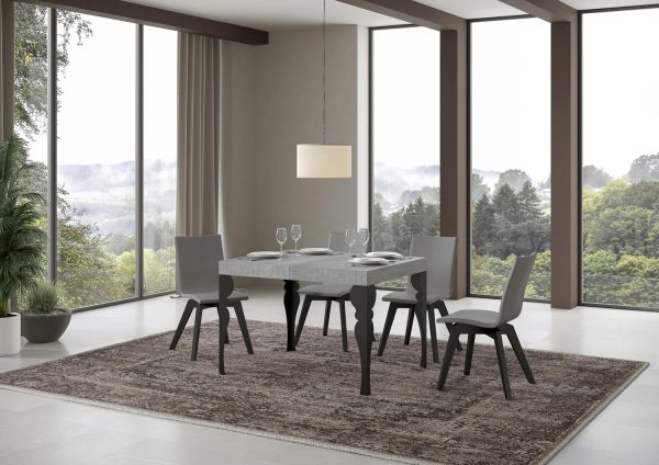 Tavolo Paxon piano cemento cm. 80x120 allungabile fino a 204 telaio Antracite - immagine 2