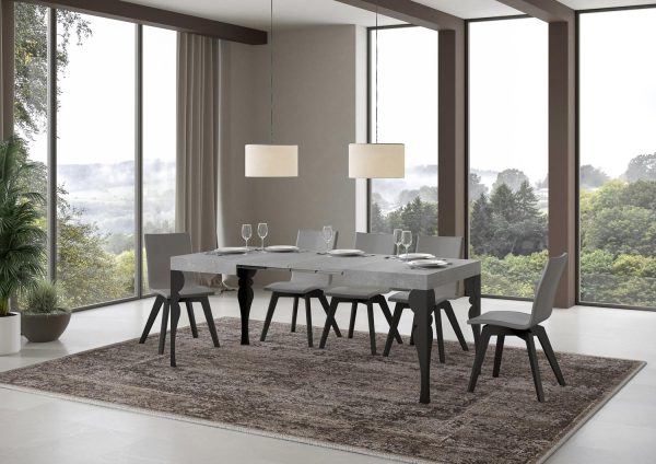 Tavolo Paxon piano cemento cm. 80x120 allungabile fino a 204 telaio Antracite - immagine 3