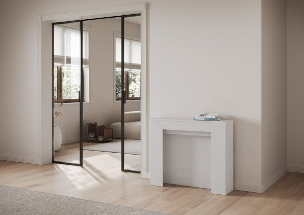 Consolle allungabile 90x25/211 cm Kiba Bianco Frassino - immagine 2