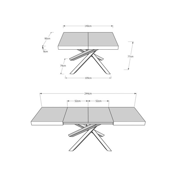 Tavolo allungabile 90x140/244 cm Volantis Premium Quercia Natura telaio 4/C - immagine 5
