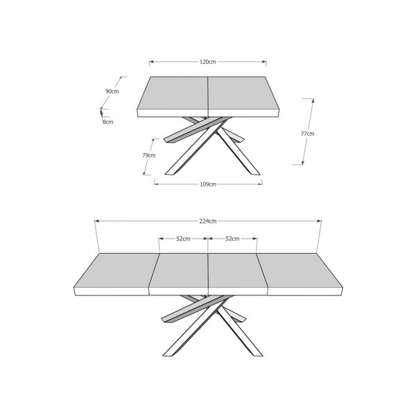 Tavolo allungabile 90x120/224 cm Volantis Premium Quercia Natura telaio 4/A - immagine 5
