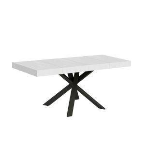 Tavolo allungabile 90x90/194 cm Clerk Premium piano Bianco Frassino - gambe Antracite