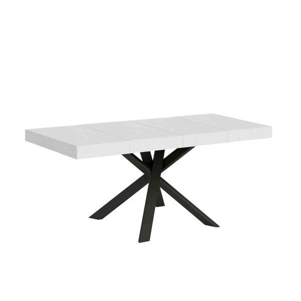 Tavolo allungabile 90x90/194 cm Clerk Premium piano Bianco Frassino - gambe Antracite