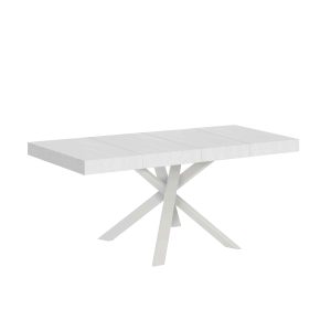 Tavolo allungabile 90x90/194 cm Clerk Premium piano Bianco Frassino - gambe Bianche