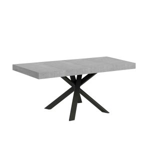 Tavolo allungabile 90x90/194 cm Clerk Premium piano Cemento - gambe Antracite