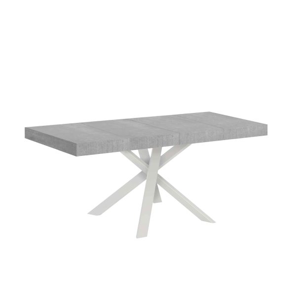 Tavolo allungabile 90x90/194 cm Clerk Premium piano Cemento - gambe Bianche