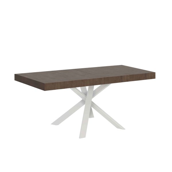 Tavolo allungabile 90x90/194 cm Clerk Premium piano Noce - gambe Bianche