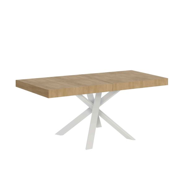 Tavolo allungabile 90x90/194 cm Clerk Premium piano Quercia Natura - gambe Bianche