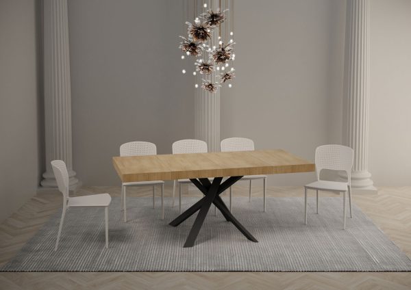 Tavolo allungabile 90x90/194 cm Clerk Premium piano Quercia Natura - gambe Antracite - immagine 4