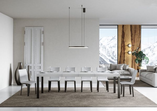 Tavolo allungabile 90x180/440 cm Everyday Premium bianco frassino telaio Antracite - immagine 3