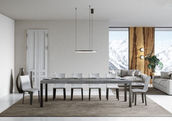 Tavolo allungabile 90x160/420 cm Everyday Premium cemento telaio Antracite - immagine 3