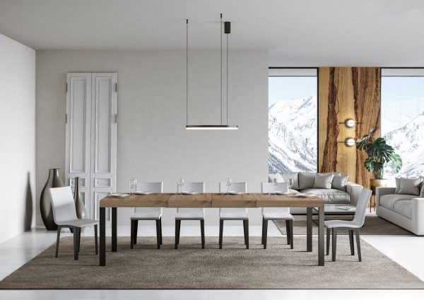 Tavolo allungabile 90x200/460 cm Everyday Premium Quercia Natura telaio Antracite - immagine 3