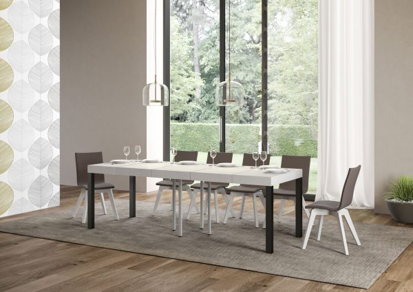 Tavolo allungabile 90x90/246 cm Everyday Premium Bianco Frassino telaio Antracite - immagine 3