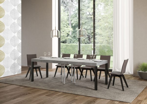 Tavolo allungabile 90x90/246 cm Everyday Premium Cemento telaio Antracite - immagine 3
