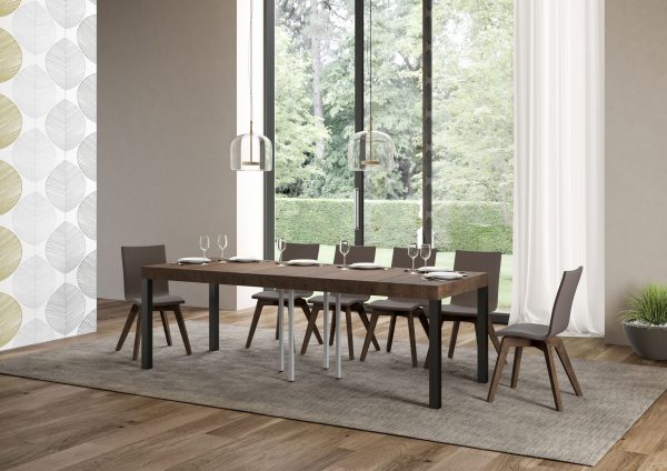 Tavolo allungabile 90x90/246 cm Everyday Premium Noce telaio Antracite - immagine 3