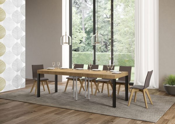 Tavolo allungabile 90x90/246 cm Everyday Premium Quercia Natura telaio Antracite - immagine 3