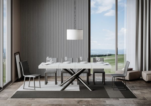 Tavolo allungabile 90x130/234 cm Famas Premium Bianco Frassino telaio Antracite - immagine 3