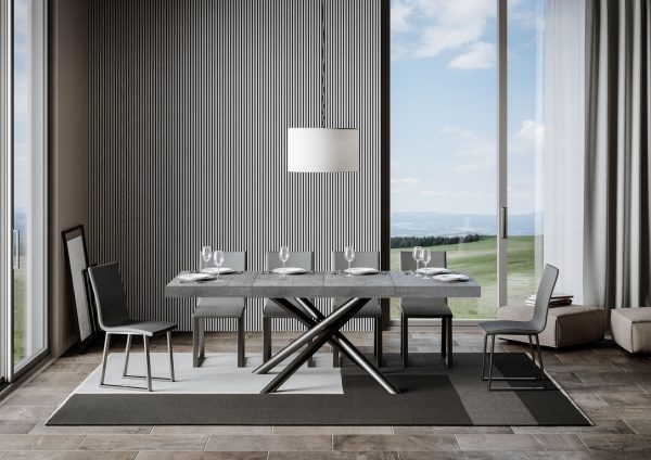 Tavolo allungabile 90x120/224 cm Famas Premium Cemento telaio Antracite - immagine 3