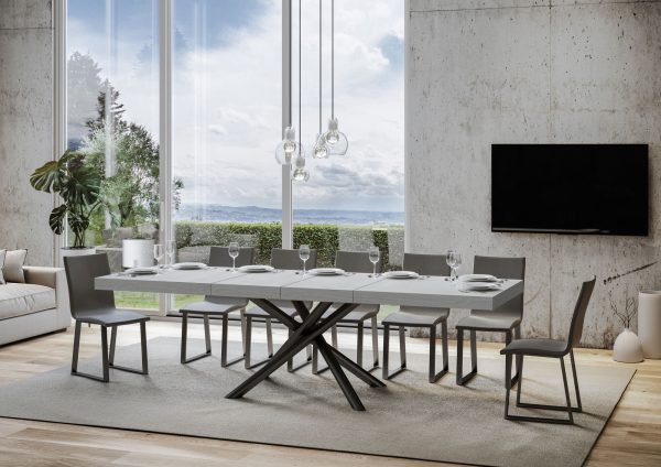 Tavolo allungabile 90x160/264 cm Famas Premium Bianco Frassino telaio Antracite - immagine 3