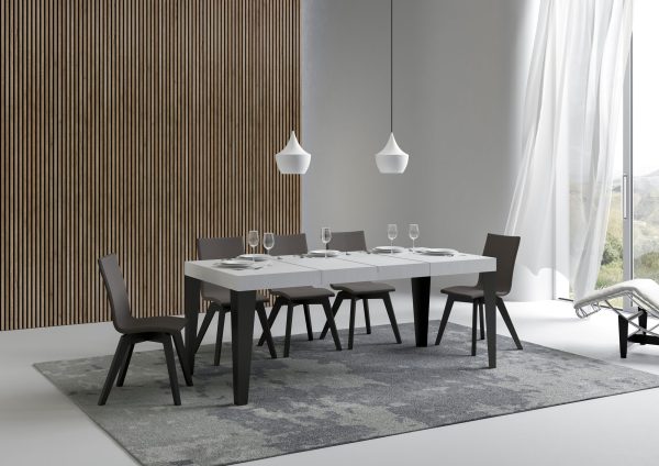Tavolo allungabile 90x120/380 cm Flame Premium bianco frassino gambe antracite - immagine 3