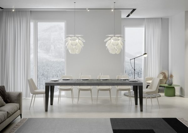 Tavolo allungabile 90x160/420 cm Flame Premium cemento telaio Antracite - immagine 3