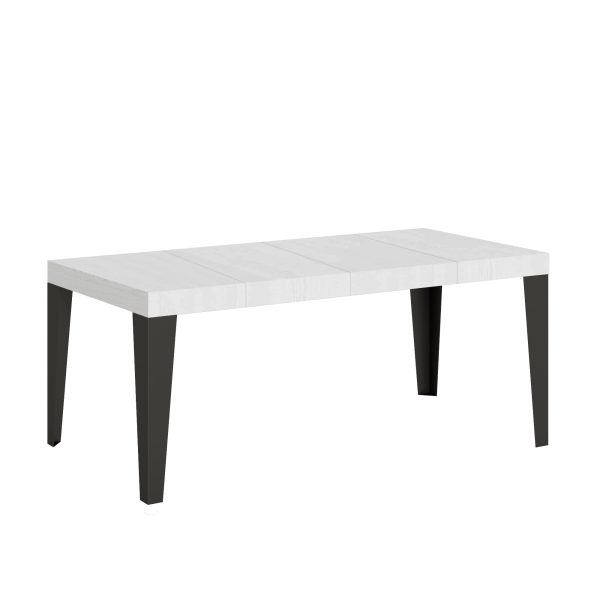 Tavolo allungabile 90x90/246 cm Flame Premium Bianco Frassino telaio Antracite