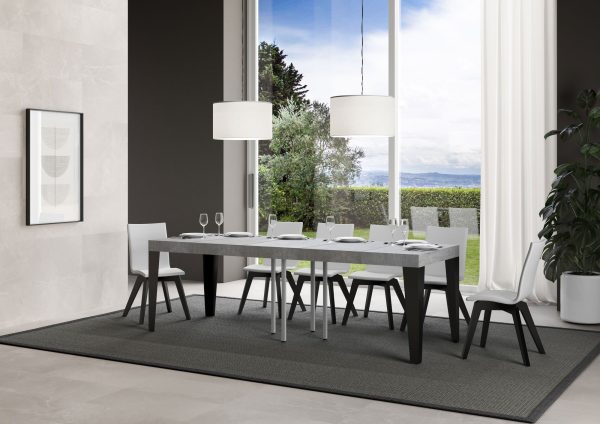 Tavolo allungabile 90x90/246 cm Flame Premium Cemento telaio Antracite - immagine 3
