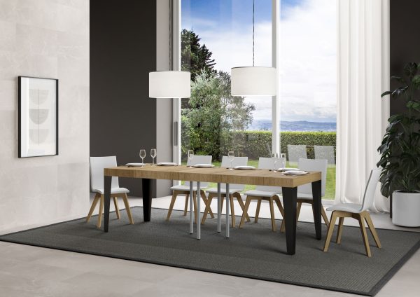 Tavolo allungabile 90x90/246 cm Flame Premium Quercia Natura telaio Antracite - immagine 3