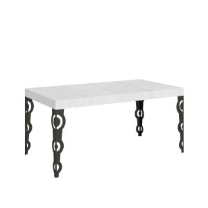 Tavolo allungabile 90x140/400 cm Karamay Premium bianco frassino telaio Antracite