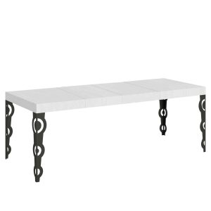 Tavolo allungabile 90x180/440 cm Karamay Premium bianco frassino telaio Antracite