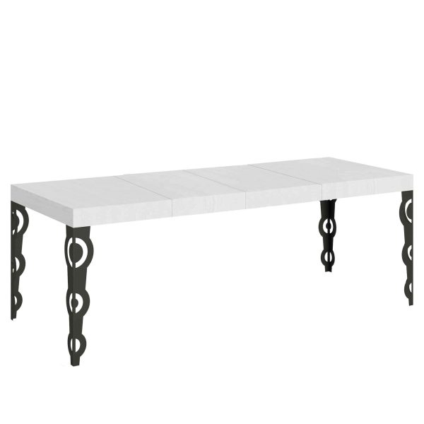 Tavolo allungabile 90x180/440 cm Karamay Premium bianco frassino telaio Antracite