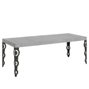 Tavolo allungabile 90x180/440 cm Karamay Premium cemento telaio Antracite