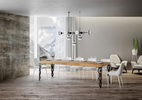 Tavolo allungabile 90x180/440 cm Karamay Premium quercia natura telaio Antracite - immagine 3