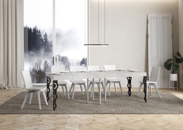 Tavolo allungabile 90x90/246 cm Karamay Premium Bianco Frassino telaio Antracite - immagine 3
