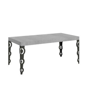 Tavolo allungabile 90x90/246 cm Karamay Premium Cemento telaio Antracite