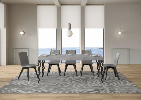 Tavolo allungabile 90x120/380 cm Karamay Premium cemento gambe antracite - immagine 3