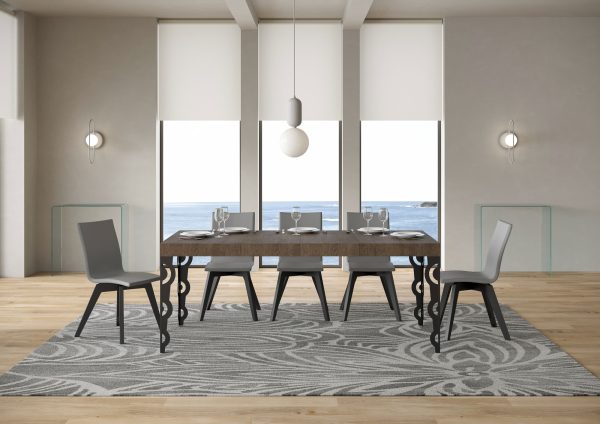 Tavolo allungabile 90x140/400 cm Karamay Premium noce telaio Antracite - immagine 3