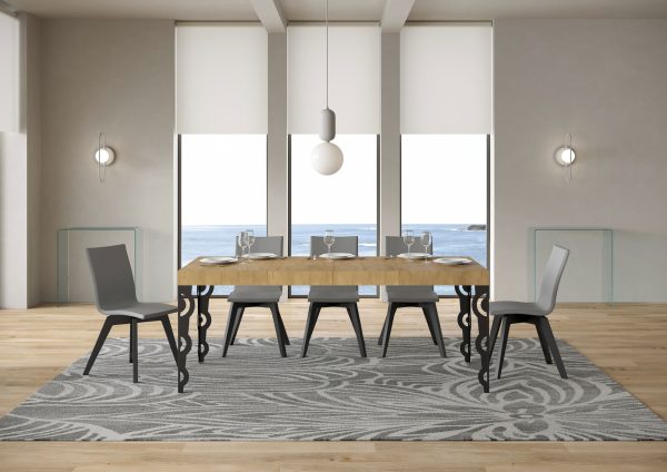 Tavolo allungabile 90X140/244 cm Karamay Premium Quercia Natura telaio Antracite - immagine 3