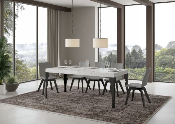 Tavolo allungabile 90x130/390 cm Paxon Premium bianco frassino telaio Antracite - immagine 3