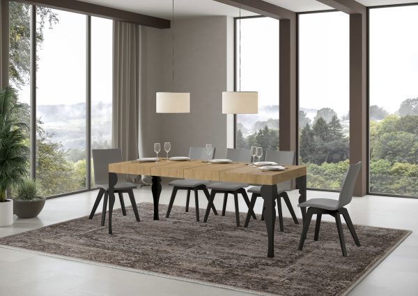 Tavolo allungabile 90x130/390 cm Paxon Premium quercia natura telaio Antracite - immagine 3
