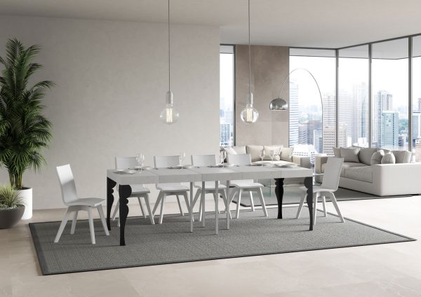 Tavolo allungabile 90x90/246 cm Paxon Premium Bianco Frassino telaio Antracite - immagine 3