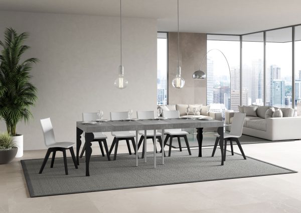 Tavolo allungabile 90x90/246 cm Paxon Premium Cemento telaio Antracite - immagine 3