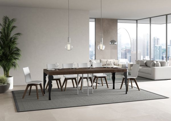 Tavolo allungabile 90x90/246 cm Paxon Premium Noce telaio Antracite - immagine 3