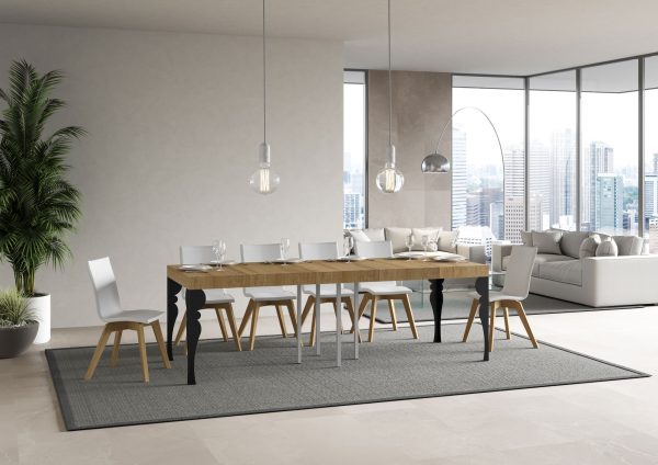 Tavolo allungabile 90x90/246 cm Paxon Premium Quercia Natura telaio Antracite - immagine 3