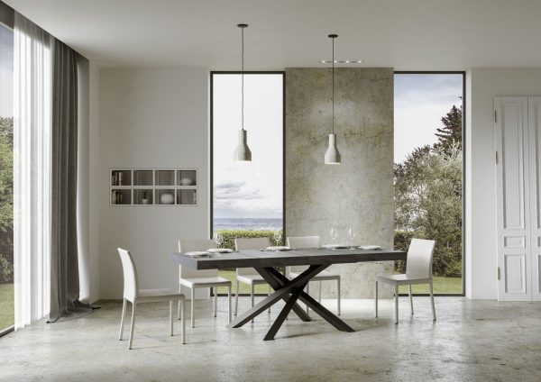 Tavolo allungabile 90x140/244 cm Volantis Premium Cemento telaio Antracite - immagine 4