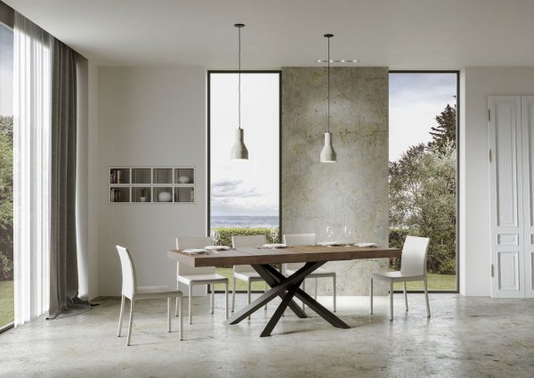 Tavolo allungabile 90x140/244 cm Volantis Premium Noce telaio Antracite - immagine 4