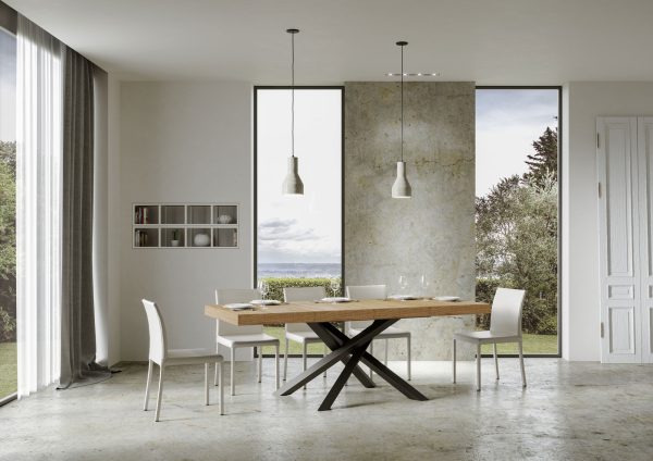 Tavolo allungabile 90x120/224 cm Volantis Premium Quercia Natura telaio Antracite - immagine 4