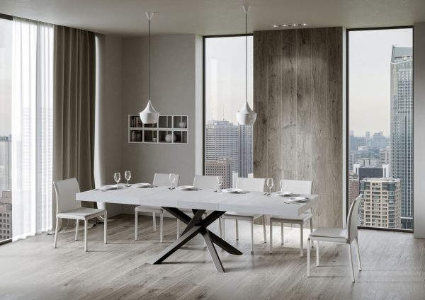 Tavolo allungabile 90x180/284 cm Volantis Premium Bianco Frassino telaio Antracite - immagine 4