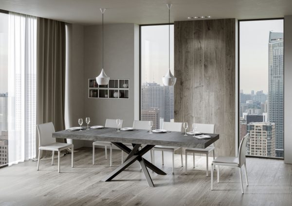 Tavolo allungabile 90x160/264 cm Volantis Premium Cemento telaio Antracite - immagine 4