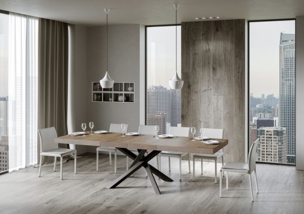 Tavolo allungabile 90x180/440 cm Volantis Premium noce telaio Antracite - immagine 4